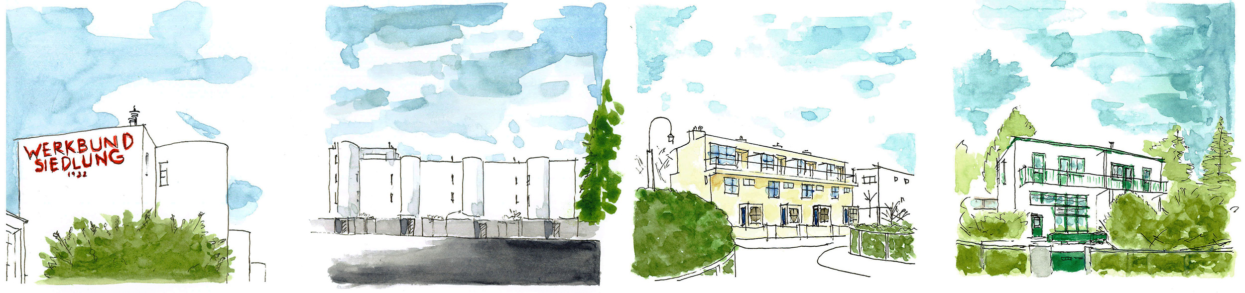 Ein aquarelliertes Storyboard von Hubert Matthaeus Pfaffenbichler. 